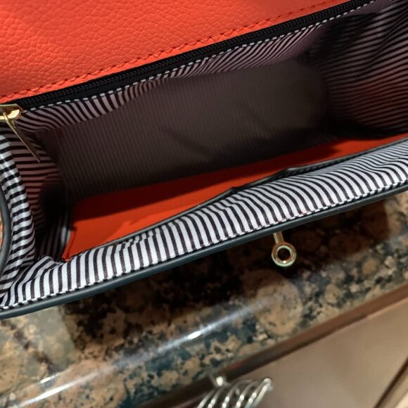 Neiman Marcus Orange Top Handle Leather Satchel Bag - Picture 3 of 4